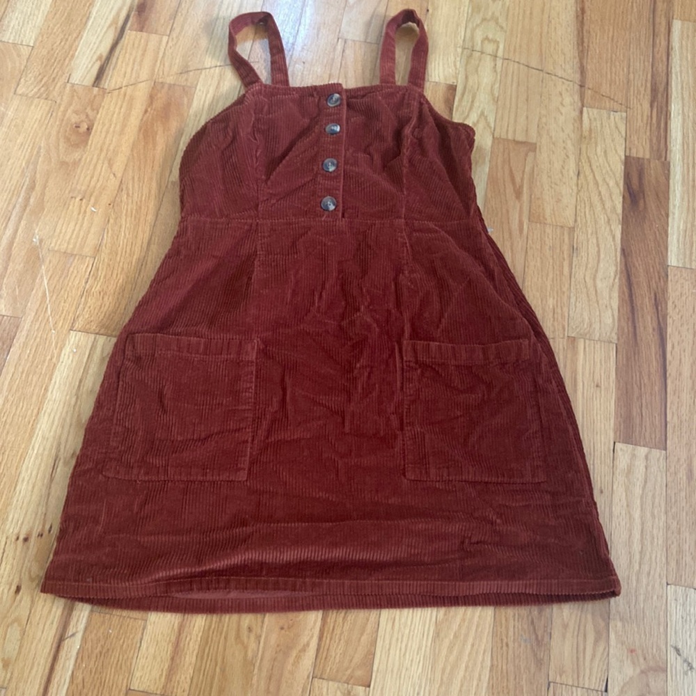 American Eagle Outfitters Rust Corduroy Pinafore Dress